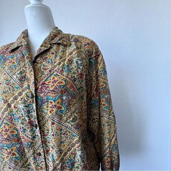 Liz Clairborne Lizwear Floral Button Down Blouse 100% Rayon Shirt Size S - Picture 6 of 11